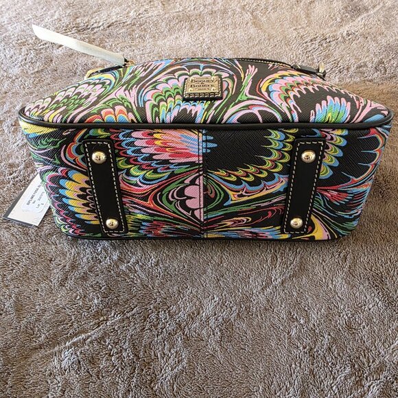 Dooney & Bourke Plumes Small Hobo Shoulder Bag Black Multi NWT Rare Coat Canvas - Picture 16 of 16